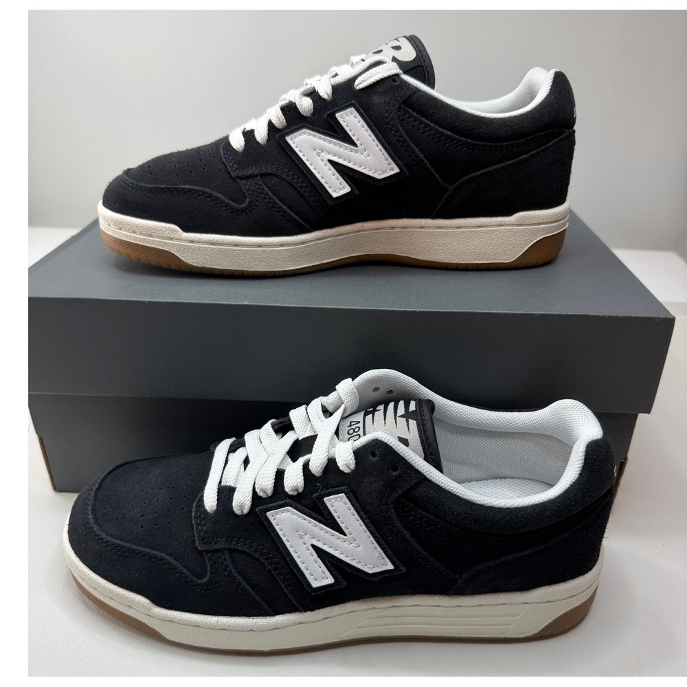 New Balance 480 Black White Gum Suede Sneakers GSB480SB Youth 7 Womens 8.5